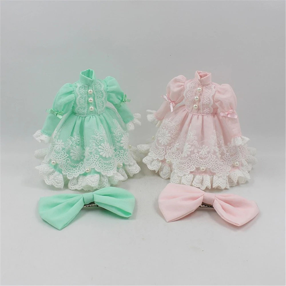 Clothes For 1/6 Blyth Dress With Collar Lace and Hairdress 2 Colors