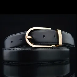 Belt For Men And Women Top Leather Brand Designer Casual Men Belts Black Stitches Luxury Male Belt With Golden Pin Buckle 125cm