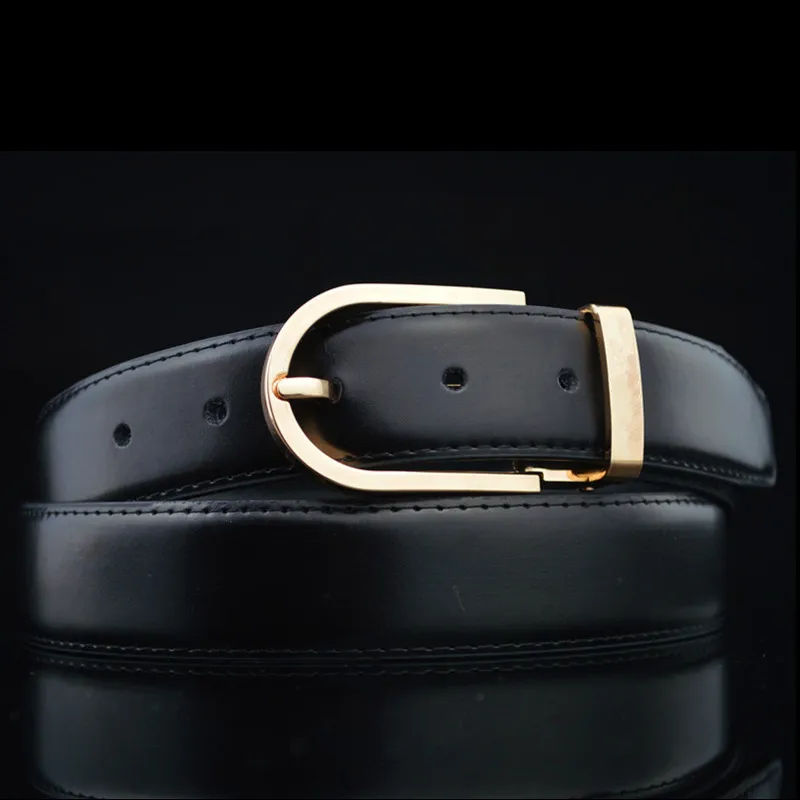 Belt For Men And Women Top Leather Brand Designer Casual Men Belts Black Stitches Luxury Male Belt With Golden Pin Buckle 125cm