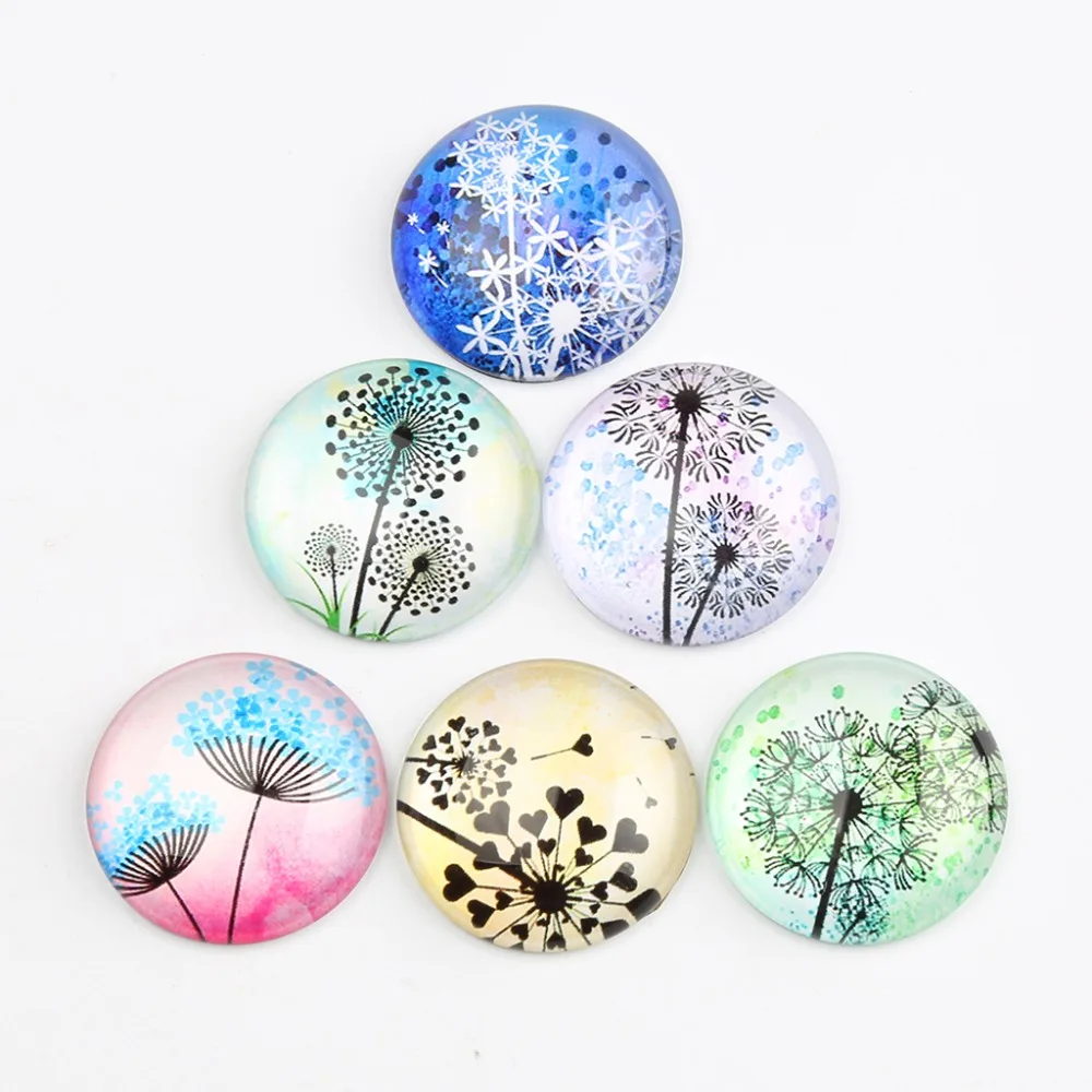 reidgaller mix dandelion photo round glass cabochon 8mm 12mm 20mm 30mm 40mm diy flatback jewelry findings for earrings pendants