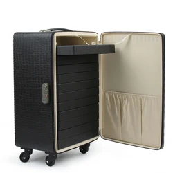 Black PU leather trolley  jewelrybox or Suitcase With Password Lock For Jewelry Business or Exhibition Transportation or Stored