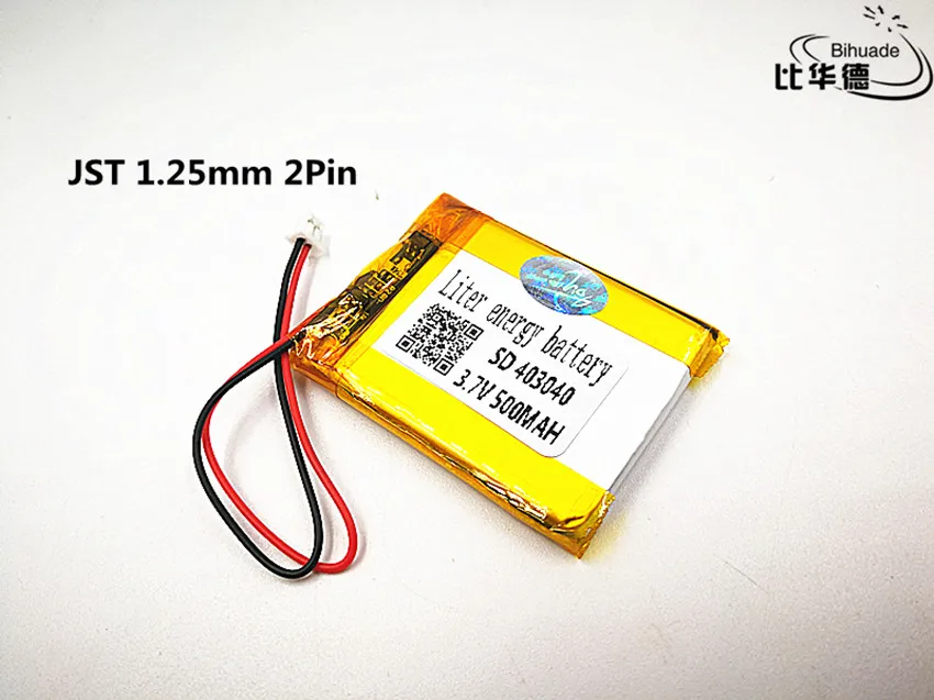 1pcs JST 1.25mm customized Good Qulity 3.7V,500mAH,403040 Polymer lithium ion / Li-ion battery for TOY,POWER BANK,GPS,mp3,mp4