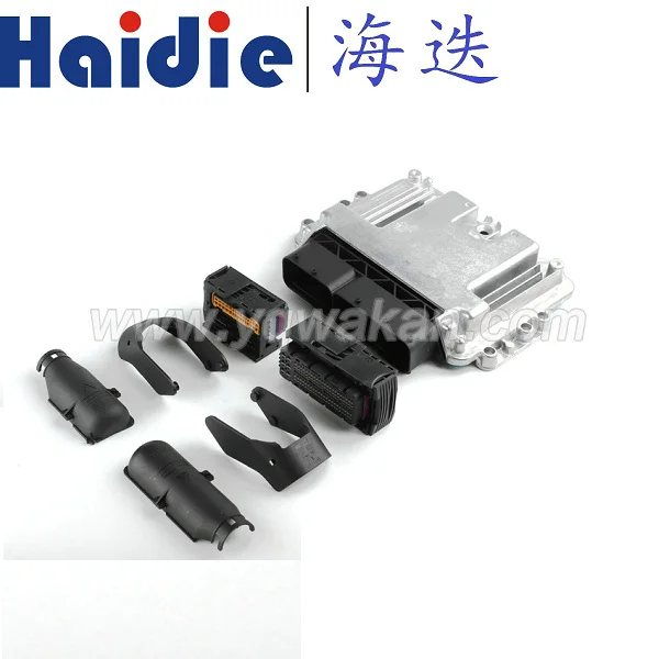 Free shipping 1set 154pin ECU Aluminum Enclosure Box and PCB male female ECU auto connector with terminals