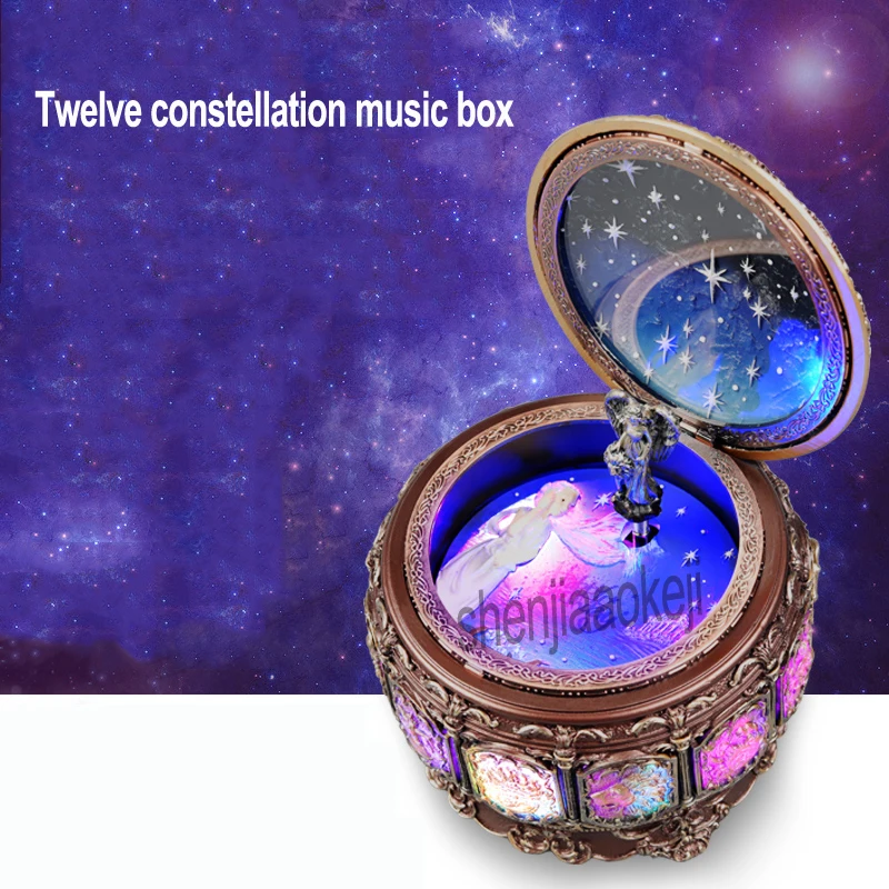 Twelve constellation music box Manual Arts 12 Constellation Musical Boxes with Led Flash Lights Valentine's Day Birthday Gift