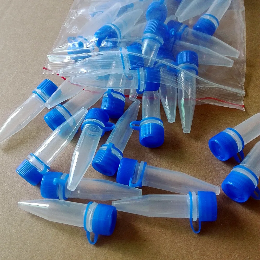 100pcs , 1.5ml Lab Clear Micro Plastic Test Tube Centrifuge Blue Screw Cap Container for Laboratory Sample Specimen Lab Supplies