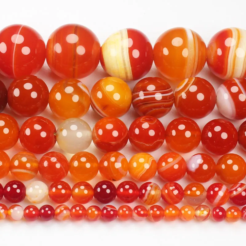 Natural Orange Stripe Agates  4-16mm Round Beads 15inch ,Wholesale For DIY Jewellery