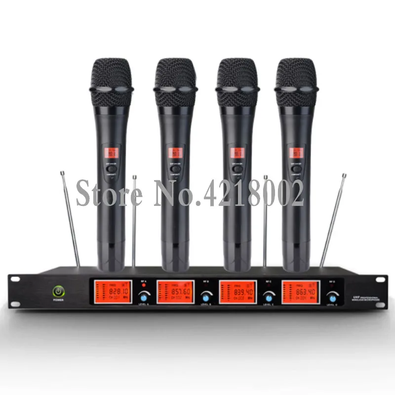 Wireless Microphone System Mic Receiver Set 2 Handheld Dynamic Transmitter Mics Receiver for Karaoke,Dj Party,Recording Studio