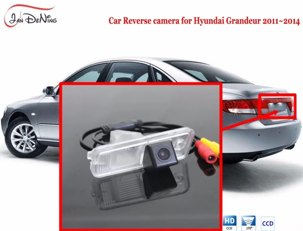 

JanDeNing HD CCD RCA NTST PAL Car RearView Parking/ Backup Reverse Camera/License Plate Light OEM For Hyundai Grandeur 2011-2015