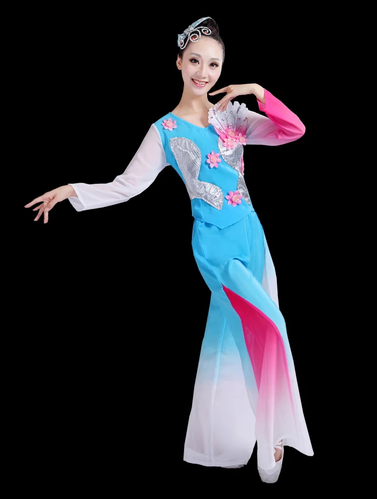 Chinese style, Hanfu, classical dance costume, female national dance, fan dance costume, ancient chinese costume