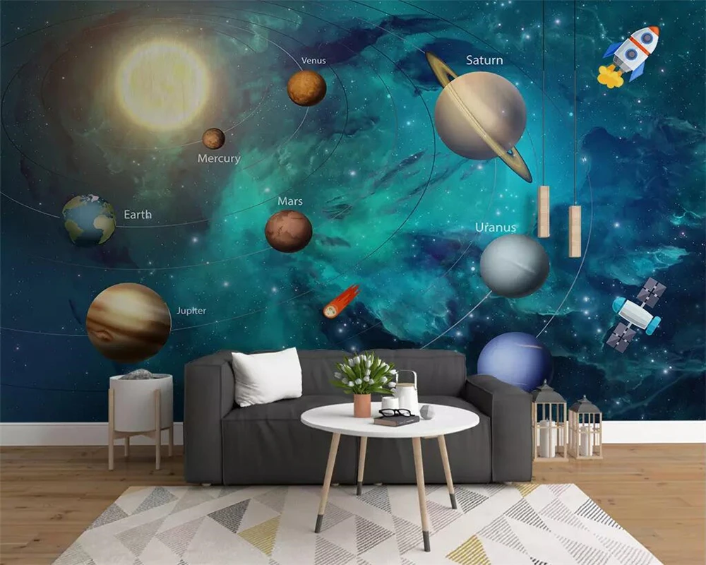 

Custom wallpaper hand-painted space universe starry children's room background wall decoration mural 3d wallpaper