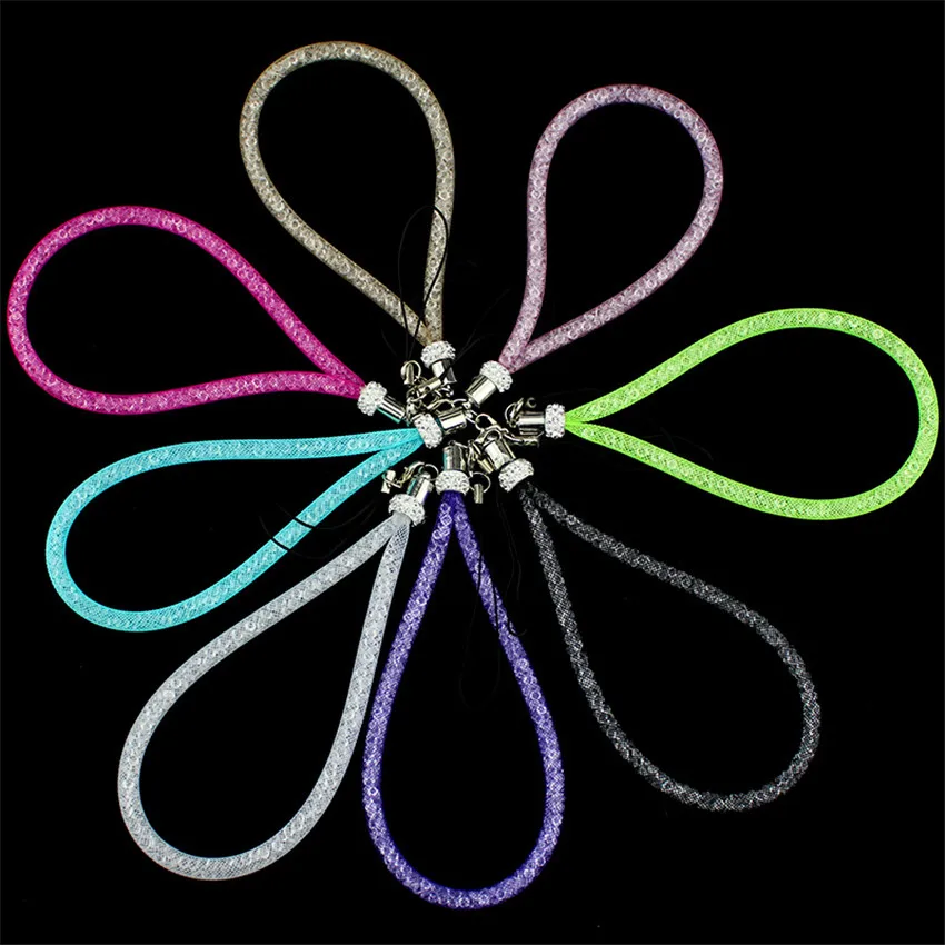 Bling Rhinestone Diamond Phone Lanyard Straps Fashion Shiny Colorful Short Hand Mobile Chain