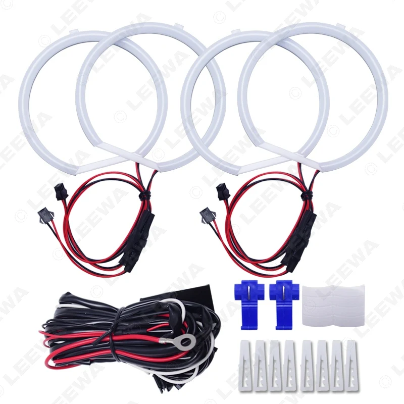 LEEWA 4X127.5mm Car Auto Halo Rings Cotton Lights SMD LED Angel Eyes for BMW E39 OEM (01-03) DRL White/Blue/Yellow/RGB #CA3700