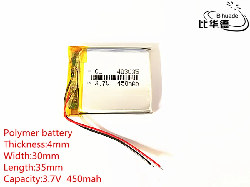 1 pcs 3.7 V 450 mAh 403035 แบตเตอรี่ลิเธียมโพลิเมอร์ Li - Po li ion แบตเตอรี่เซลล์สำหรับ Mp3 MP4 MP5 GPS PSP โทรศัพท์มือถือบลูทูธ