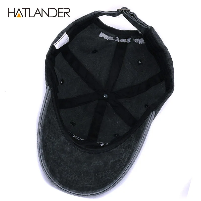 [HATLANDER]Sand washed 100% cotton baseball cap hat for women men vintage dad hat NEW YORK embroidery letter outdoor sports caps