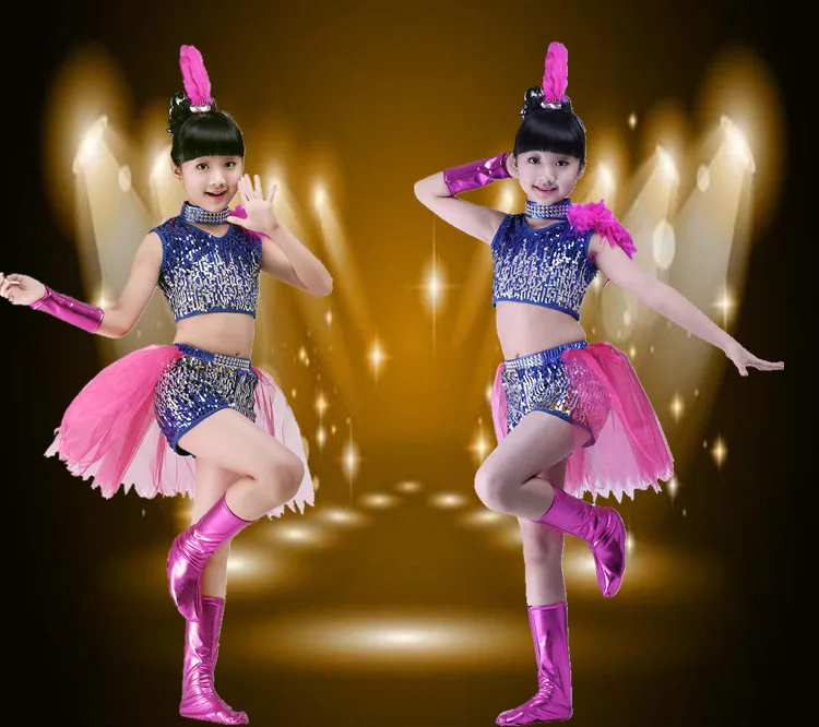 New Children's Costumes Jazz Dance Girls Girls Performance Clothes Sequins Children's Modern Street Dance Dance Costumes