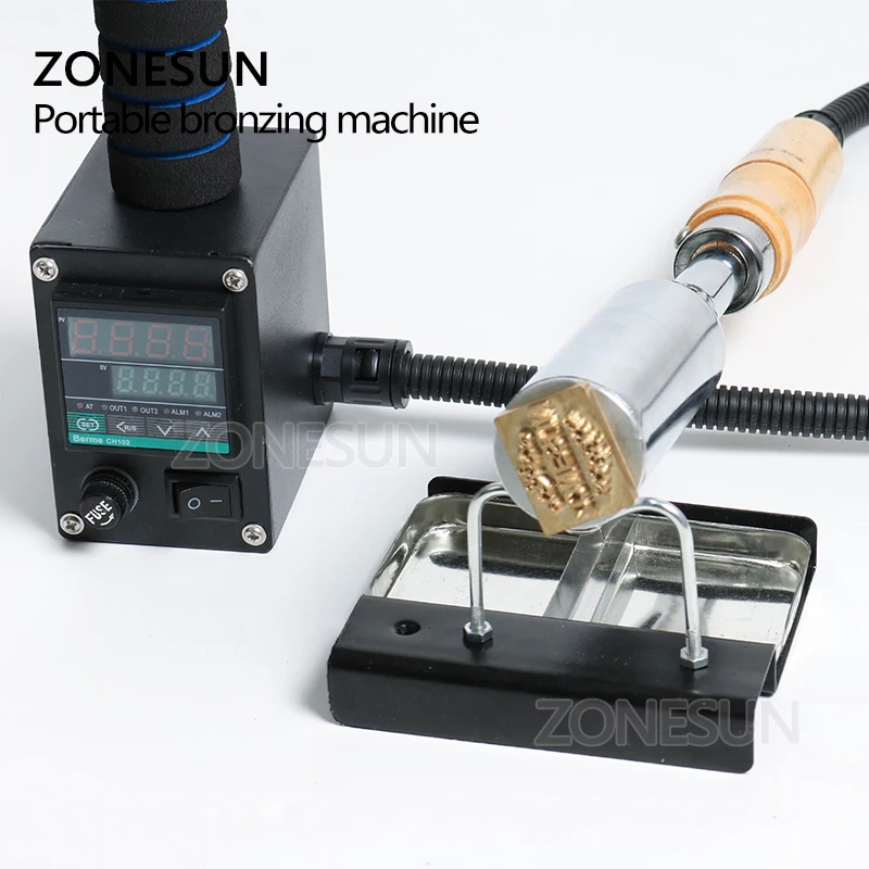 Imagem -03 - Zonesun-hot Foil Stamping Tool Controle de Temperatura Ferro de Solda Marca do Logotipo Máquina de Estampagem para Bolo Madeira Couro Melhor Preço