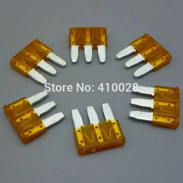 shhworldsea 100PCS 14*15mm  3P mini auto blade fuse 5A