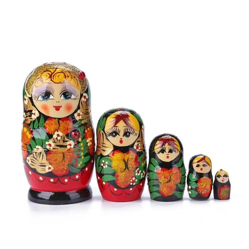 1 Set Wood Russian Nesting Dolls Matryoshka Dolls Babushka Hand Paint Bear Poupee Russe for Kids Gifts Crafted Doll Home Decor