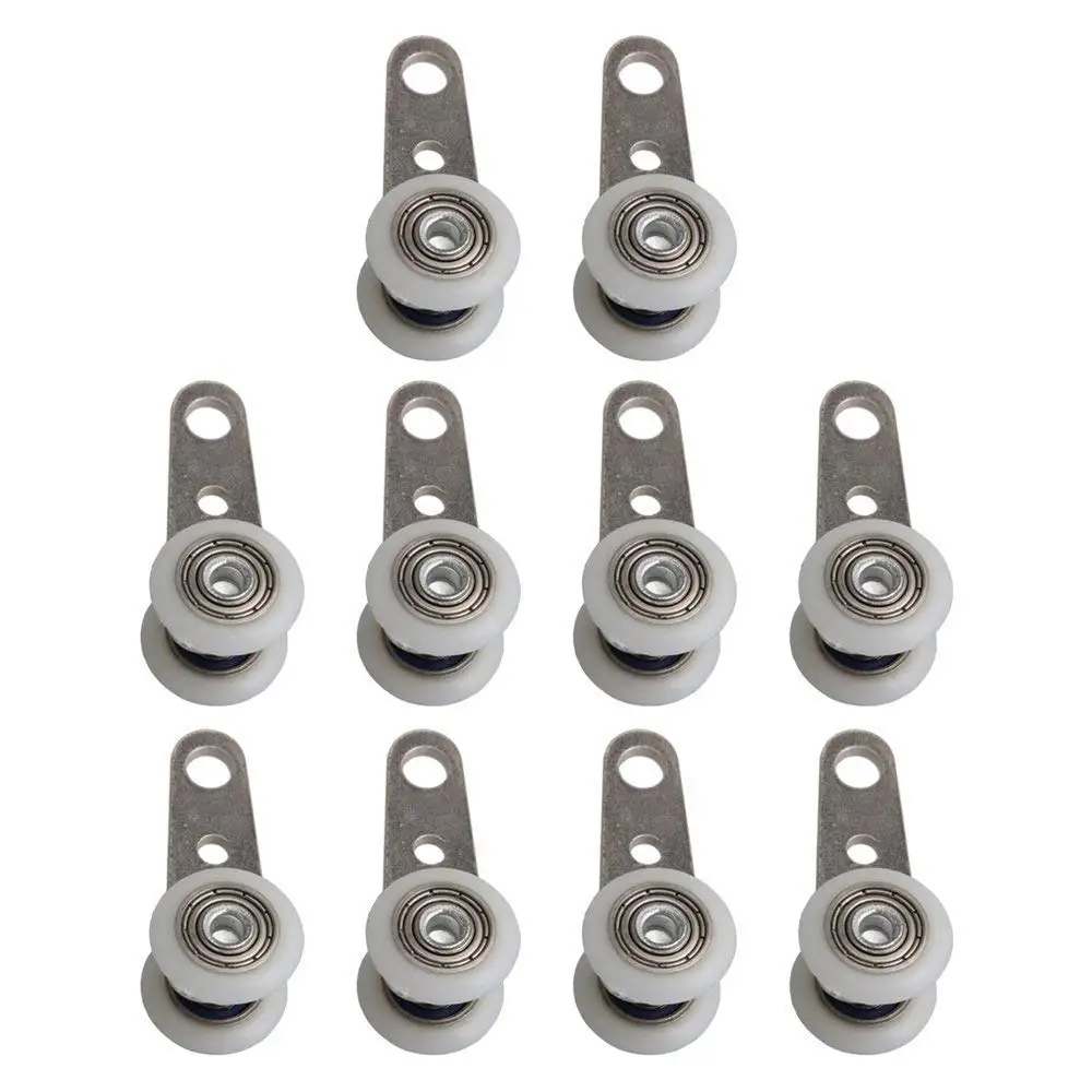 10PCS 45x19mm Metal Bearing Pulley Block with Two Plastic Wheel for Wardrobe Cupboard Window Cabinet Sliding Doors