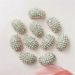 5pcs/lot Arch Silver Rhinestone Diamond Buttons Alloy Diy Handmade Hair Accessories Necklace Mobile Beauty Key Ring jewelry