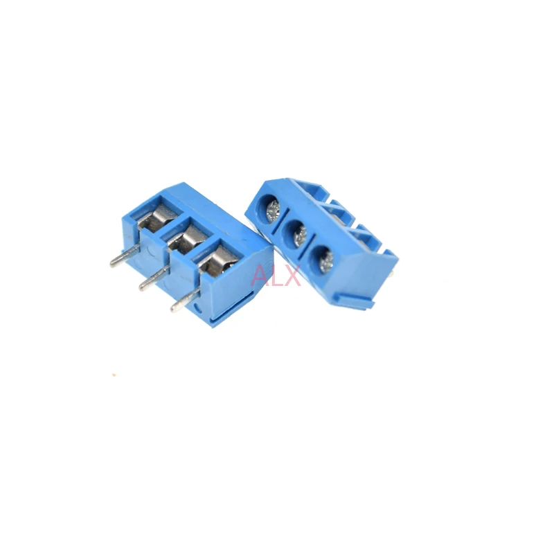 10PCS kf301-5.0-3p straight pin pcb screw terminal block connector 5.0MM spacing 3PIN BLUE KF301 5.0 3P KF301-3P