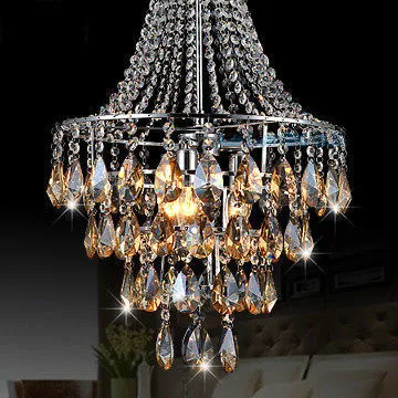 Modern Brief Cognac Color Class A K9 Crystal Chandeliers AC90-260V Diameter 40cm High 65cm 3* E14 Light Source Free Shipping