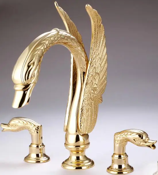 Free shipping 3 PIECE ROMAN TUB (Or sink) SWAN FAUCETS BATHROOM FAUCETS ANIMAL CUTE FAUCET