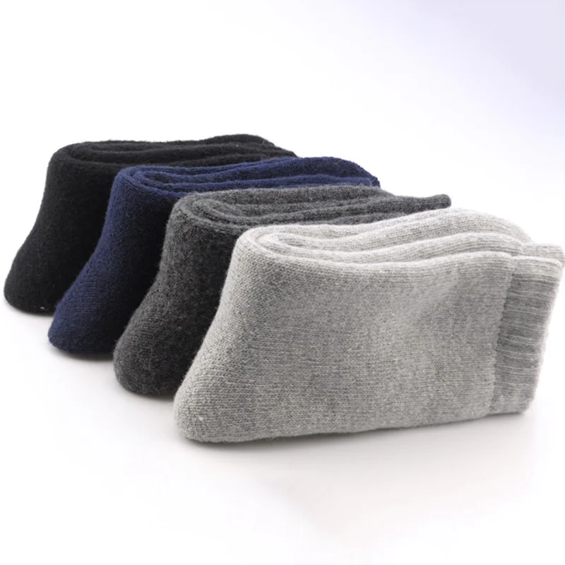 3 Pairs Men\'s Winter Socks Canada 30 Degrees Below Zero Resist Cold Wool Socks For Men Thicken Pile Socks Solid Color Warm Meias