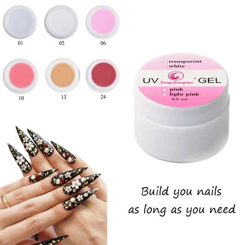 fengshangmei 15ml UV Gel for Nail Extensions Camouflage Gel Varnishes Long Nail Constructor Clear Nail Builder Art Gel