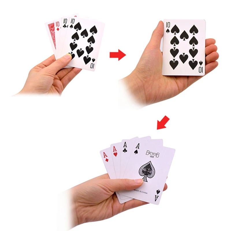 4 Cards Transformer Magic Tricks 10 To A Card Magic Props 10 Change A Magic Sets Close Up Street Card Props