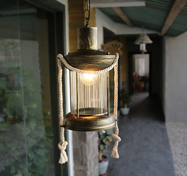 Southeast Asia old-fashioned glass pendant lights retro Kerosene lamp design E27 LED iron lamp for stairs&bar&porch&aisle LDK026