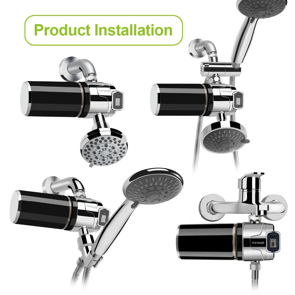 Miniwell L760-E201 Shower Filter, Black Color With Electronic Display , Remove Heavy Metal , and Two Cartridges Inside