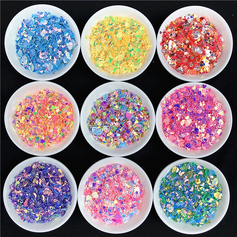 10g/Pack Mix glittering Sequin Star Heart shell Shape PVC loose Sequins Paillettes Nail Art CRYSTAL SOIL Craft,wedding confetti