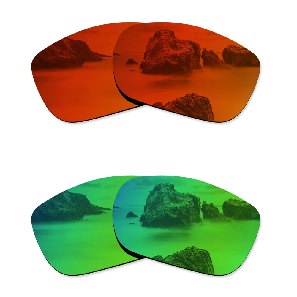 Glintbay 2 Pairs Polarized Sunglasses Replacement Lenses for Oakley TwoFace Fire Red and Emerald Green