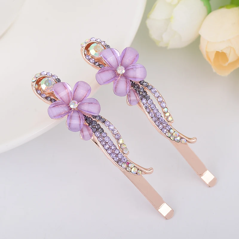 EASYA New Fashion Elegant Hairpin Ornaments Crystal Rhinestone Flower Clips Women Hairwear Hair Accessories