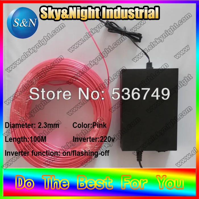 Novetly light glow in the dark(Ten colors)  EL wire flexible light colorful light 2.3mm-100M-220 Inverter+free shipping