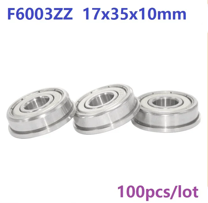 100pcs/lot F6003ZZ F6003 ZZ F6003Z F6003-ZZ 17x35x10 mm flange Ball Bearing deep groove 17*35*10mm metal shielded