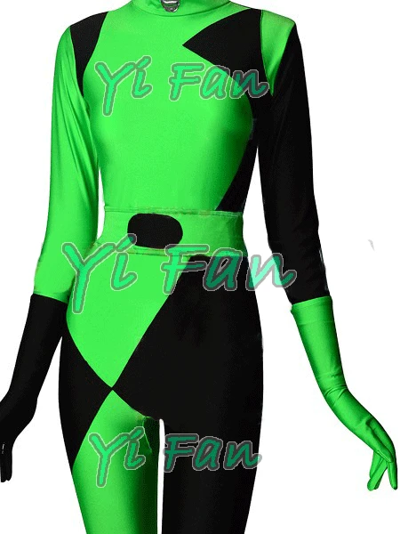 Shego Super Villain Costume Spandex Halloween Costumes for Woman Zentai Catsuit