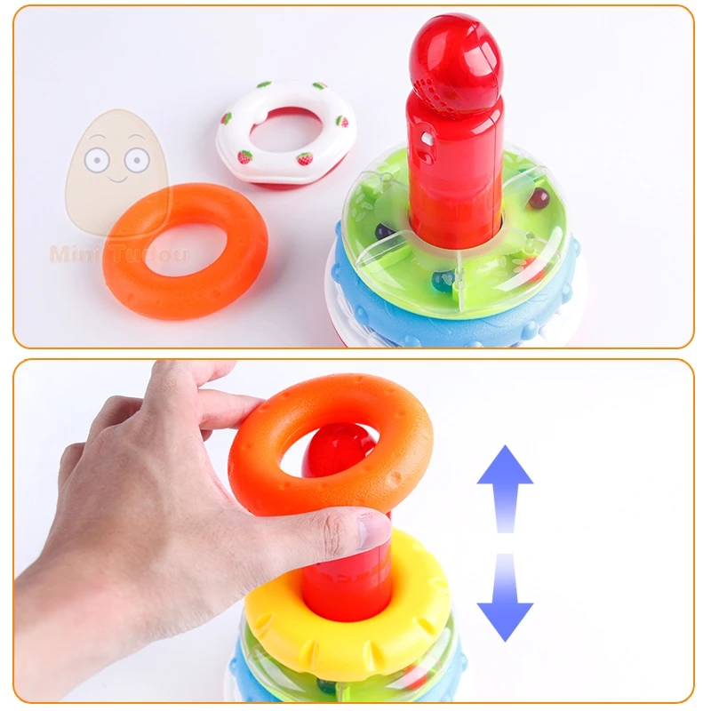 Educational Toys Rainbow Ring With Light Sound Toddler Puzzles Stacking Cup Baby Nesting Tower Sorters Constructor For Children