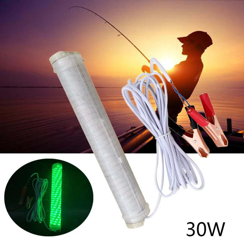 12V 30W 150SMD LED Green Underwater Submersible Night Fishing Light Collecting Fish Finder Lamp Attracts Prawns Squid Krill Lamp