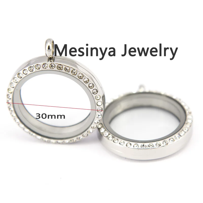 Mesinya waterproof screw twist 30mm 316L Stainless steel czech crystal floating glass memory locket 10pcs keepsake fit charms