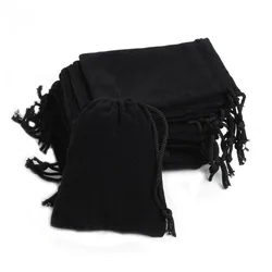 New 100pcs/Lot 5*7cm Black Velvet Pouch Jewelry Velvet Gift Packaging Bags & Pouches Wedding Birthday Party Drawstring Gift bag