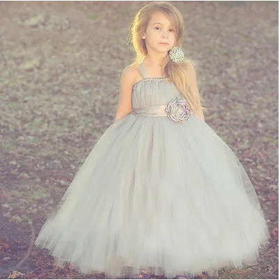 Vestido largo de tutús púrpura para niñas, vestido de princesa de tul esponjoso hecho a mano con lazo de satén de flores, Tutus de fiesta para niños, 1 pieza