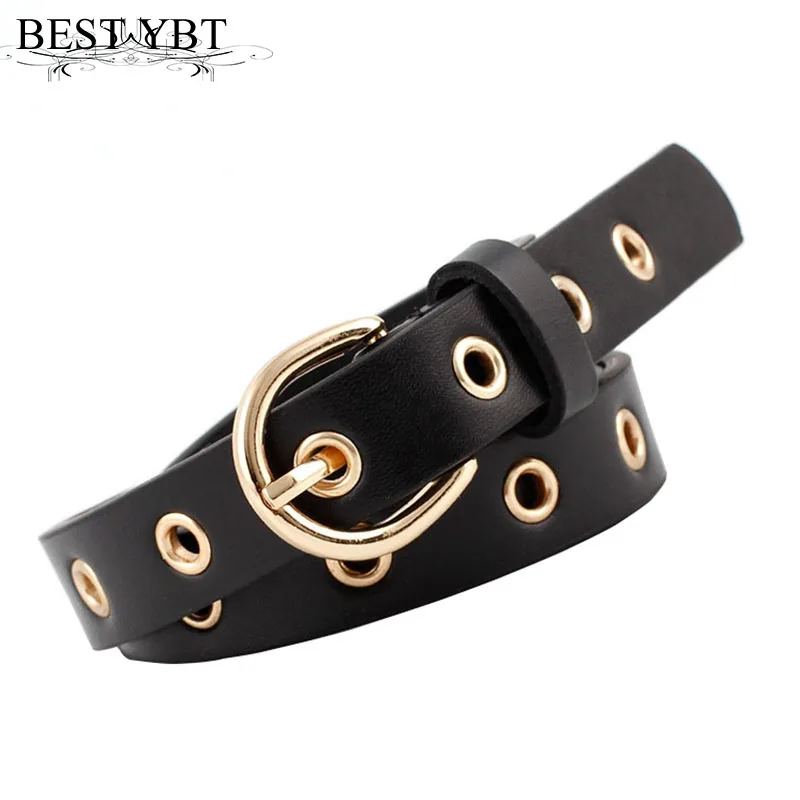 Best YBT Women Belt Imitation Leather Alloy Pin Buckle Belt Jeans Fashion Decorative Air Eye Creative Style New Women Belt