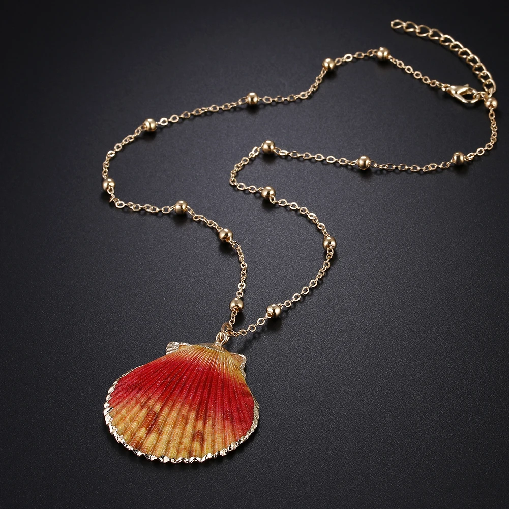 Boho SeaShell Shell Summer Necklace Cowrie Gold Color Chain Choker Woman Femme Hawaii Beach Bohemia Ocean Cowrie Collier Jewelry