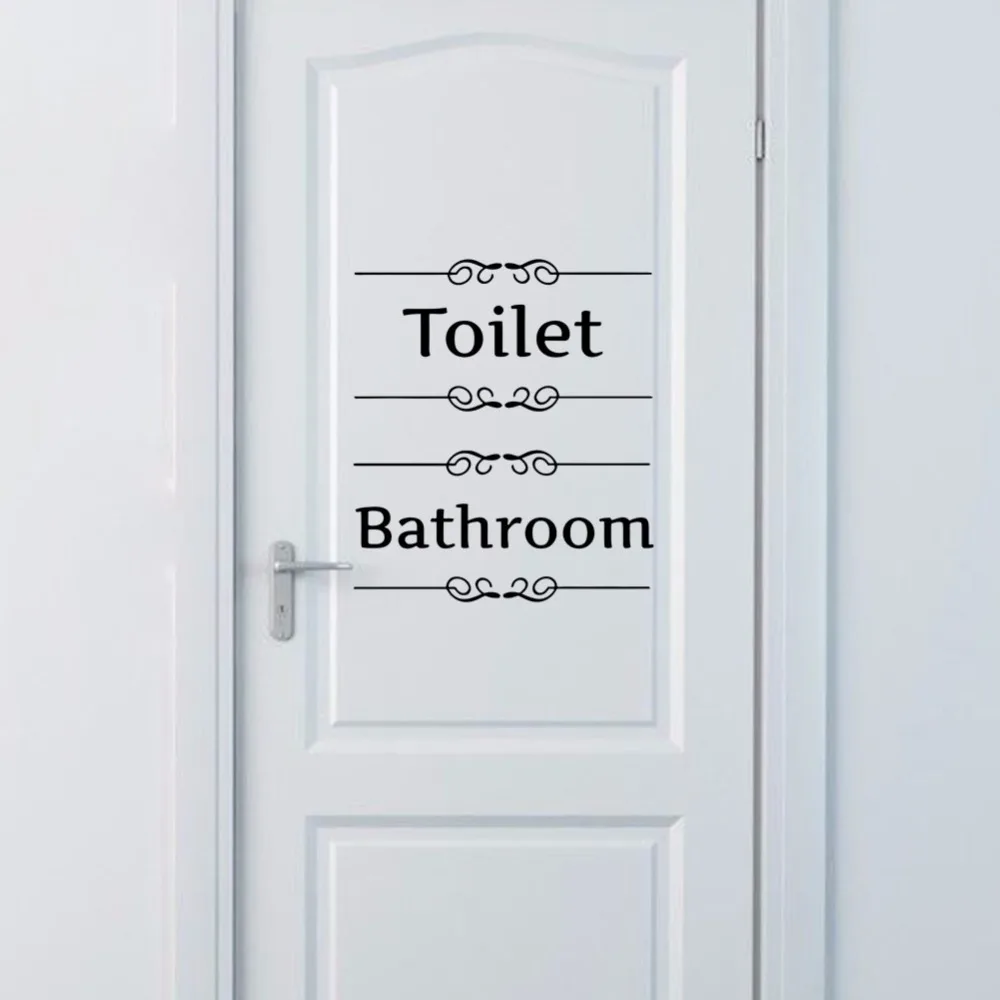 

Free shipping Vintage Wall Sticker Bathroom Decor Toilet Door Vinyl Decal Transfer Vintage Decoration Quote Wall Art