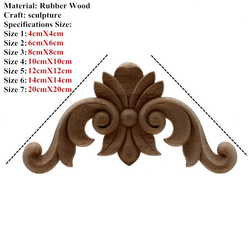 4 Pcs VZLX Vintage Unpainted Wood Carved Corner Onlay Applique Frame for Home Furniture Wall Cabinet Door Decor Crafts