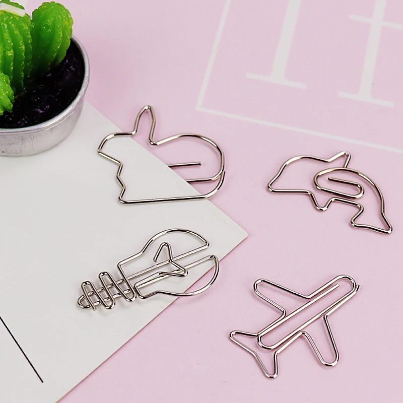 TUTU 4pcs Metal Material dolphin plain Shape Paper Clips Gold Silver Color Bookmark Office School Stationery Marking Clips H0045