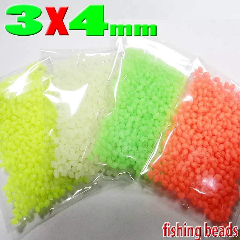 HOT Oval soft fishing beads 4 colors size:3mm*4mm quantity:1000pcs/lot hole diameter:0.8mm