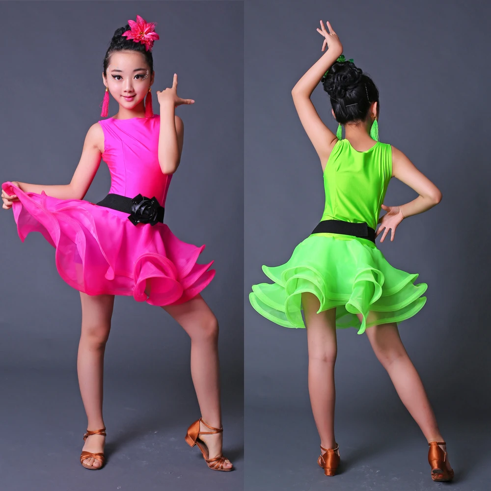 Professional Latin Dance Dress for Girls Competition Costumes Kids Dancing Wear Outfits Ballroom Children Latin Dresses Set